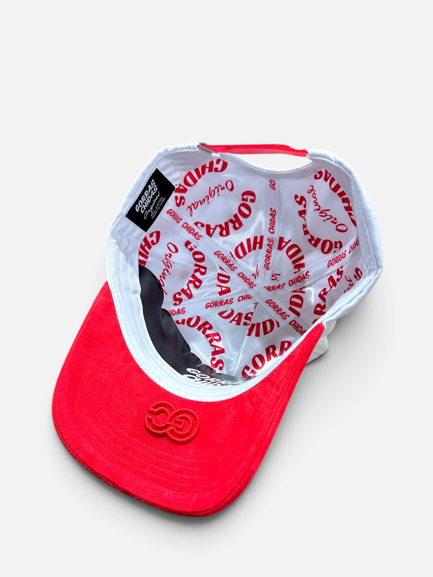 Plain White/Red SnapBack Hat Suede Visor