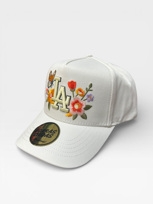 LA - Hat with Spring Flowers and Butterfly Embroidery