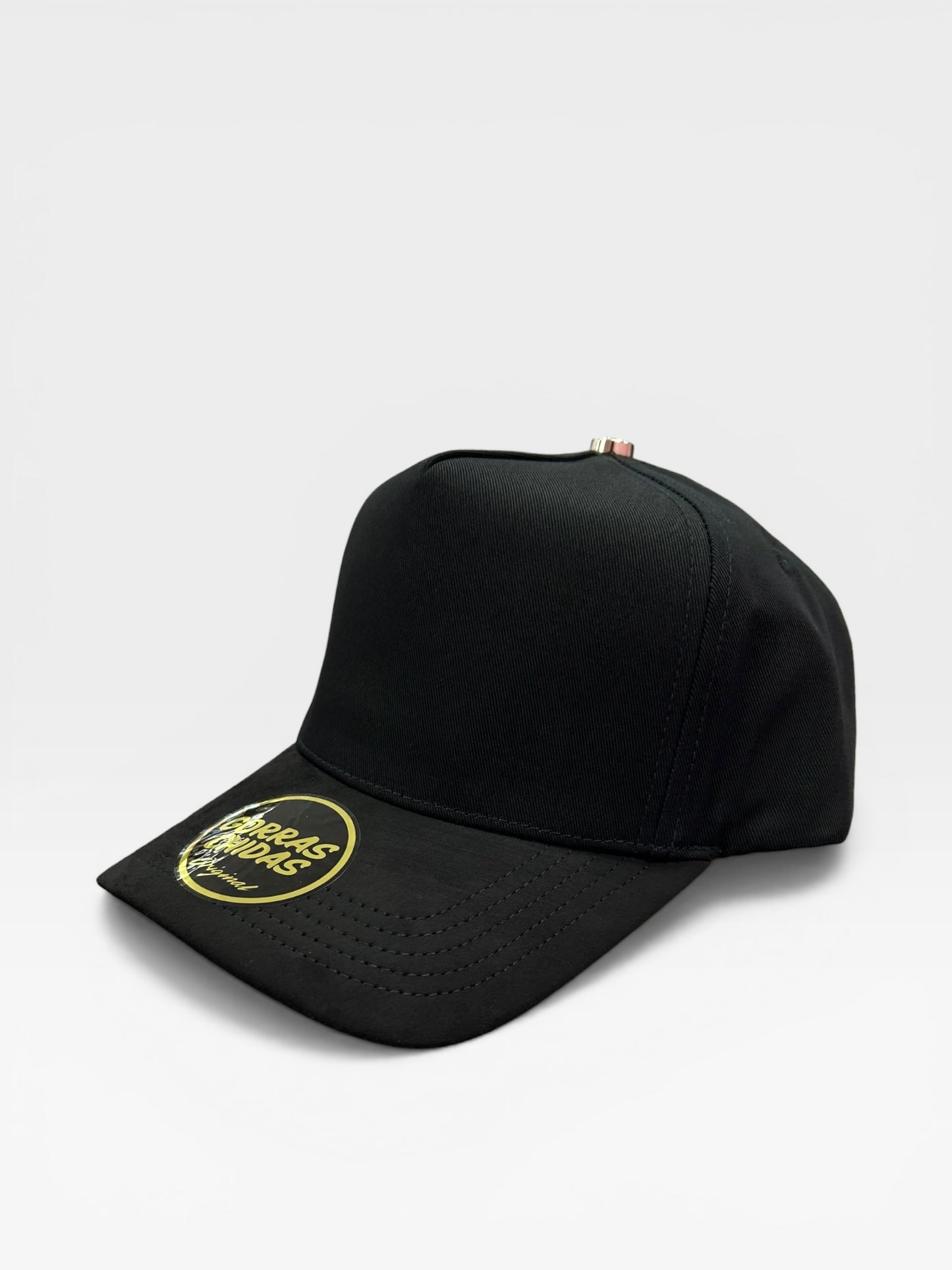 Plain Full Black SnapBack Hat Suede Visor