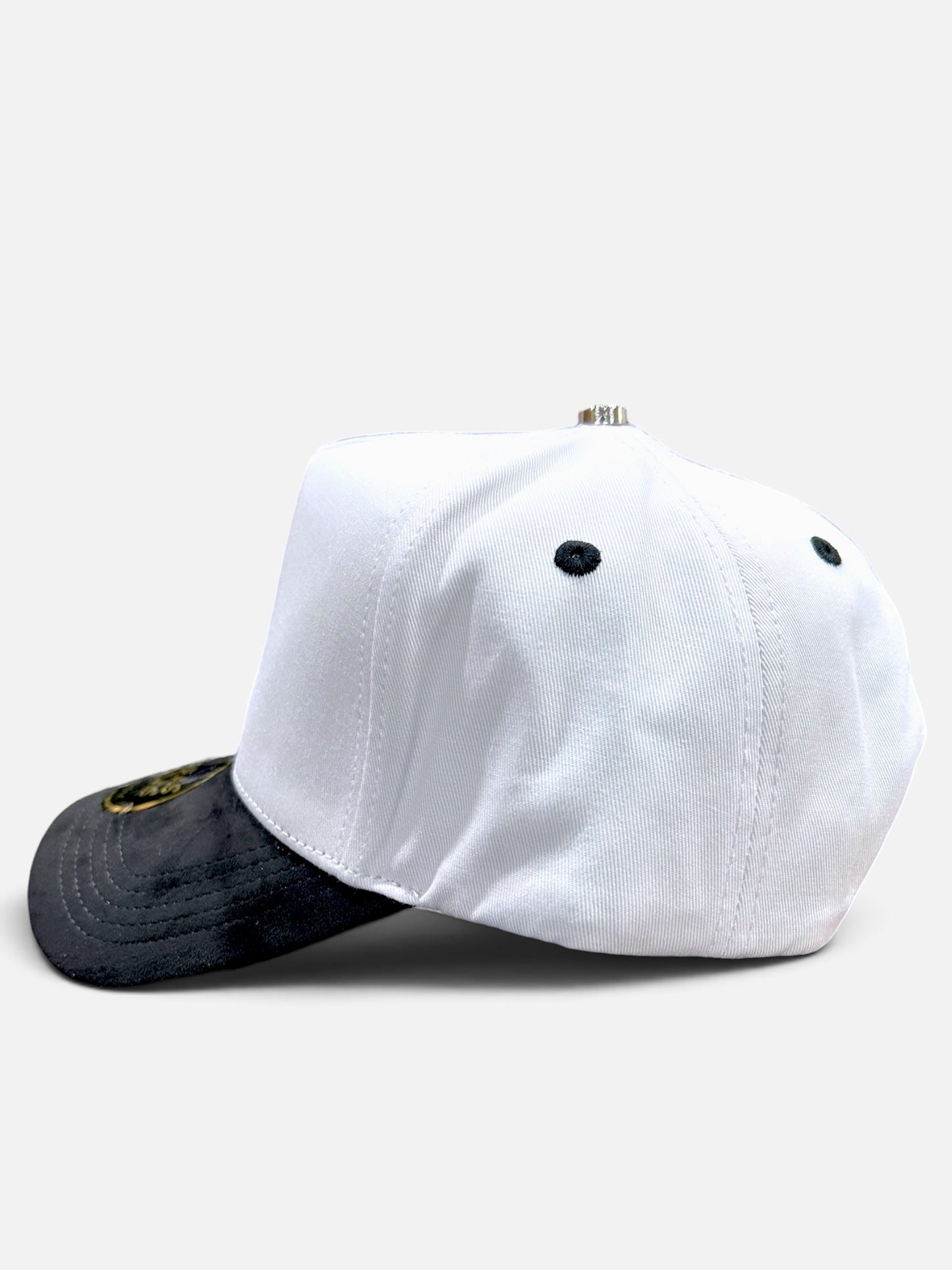 Plain White/Black SnapBack Hat Suede Visor