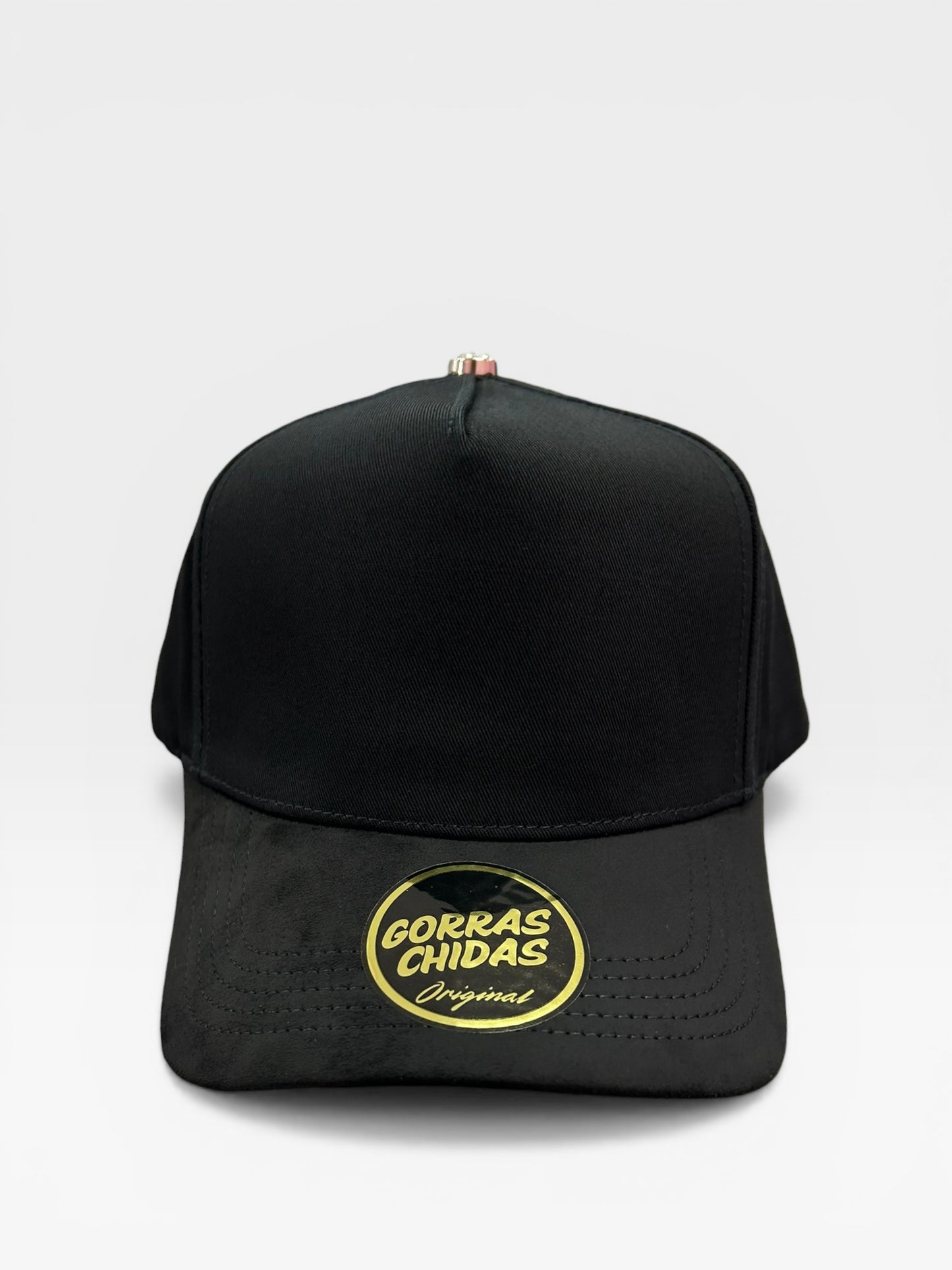Plain Full Black SnapBack Hat Suede Visor