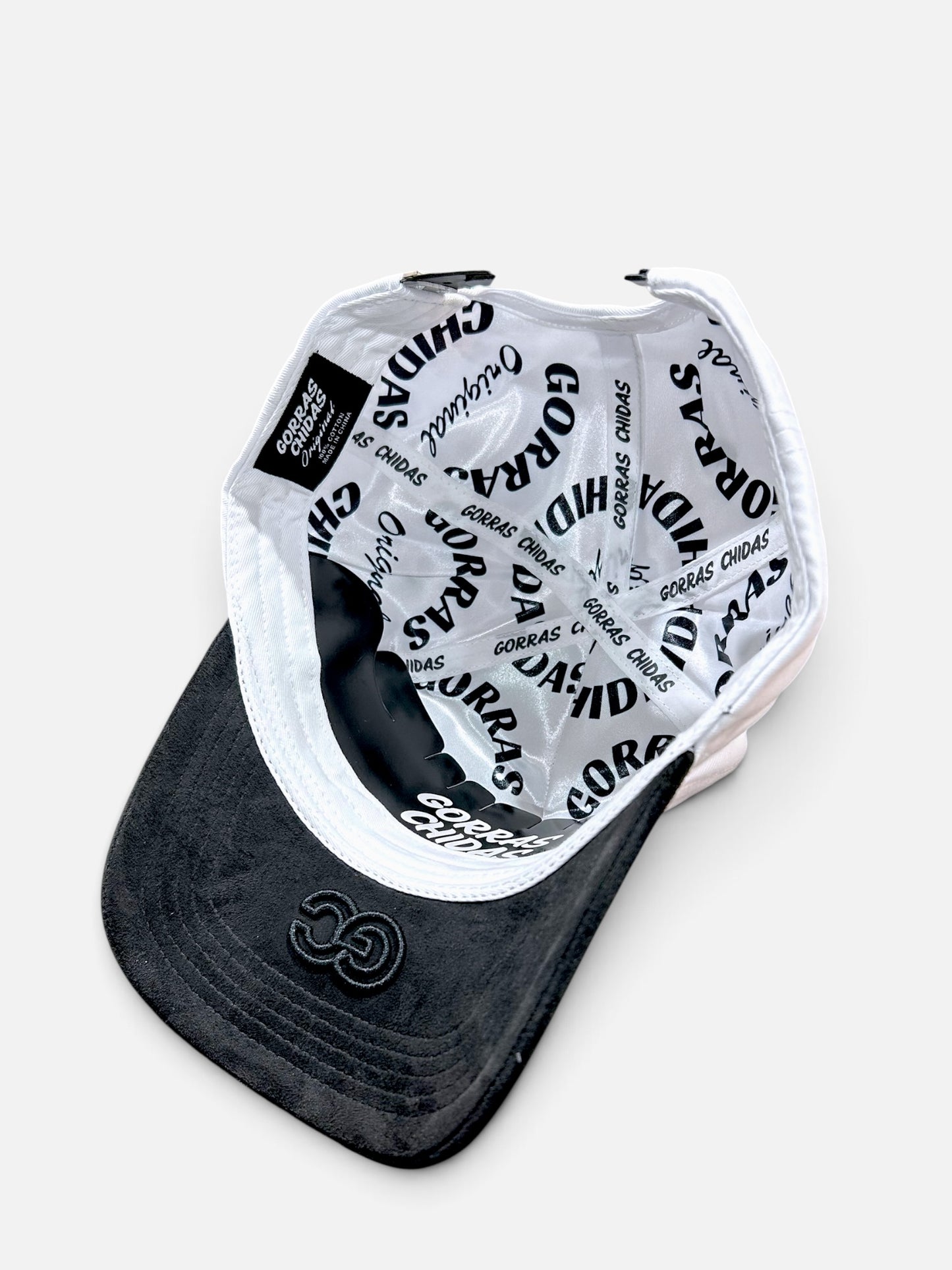 Plain White/Black SnapBack Hat Suede Visor