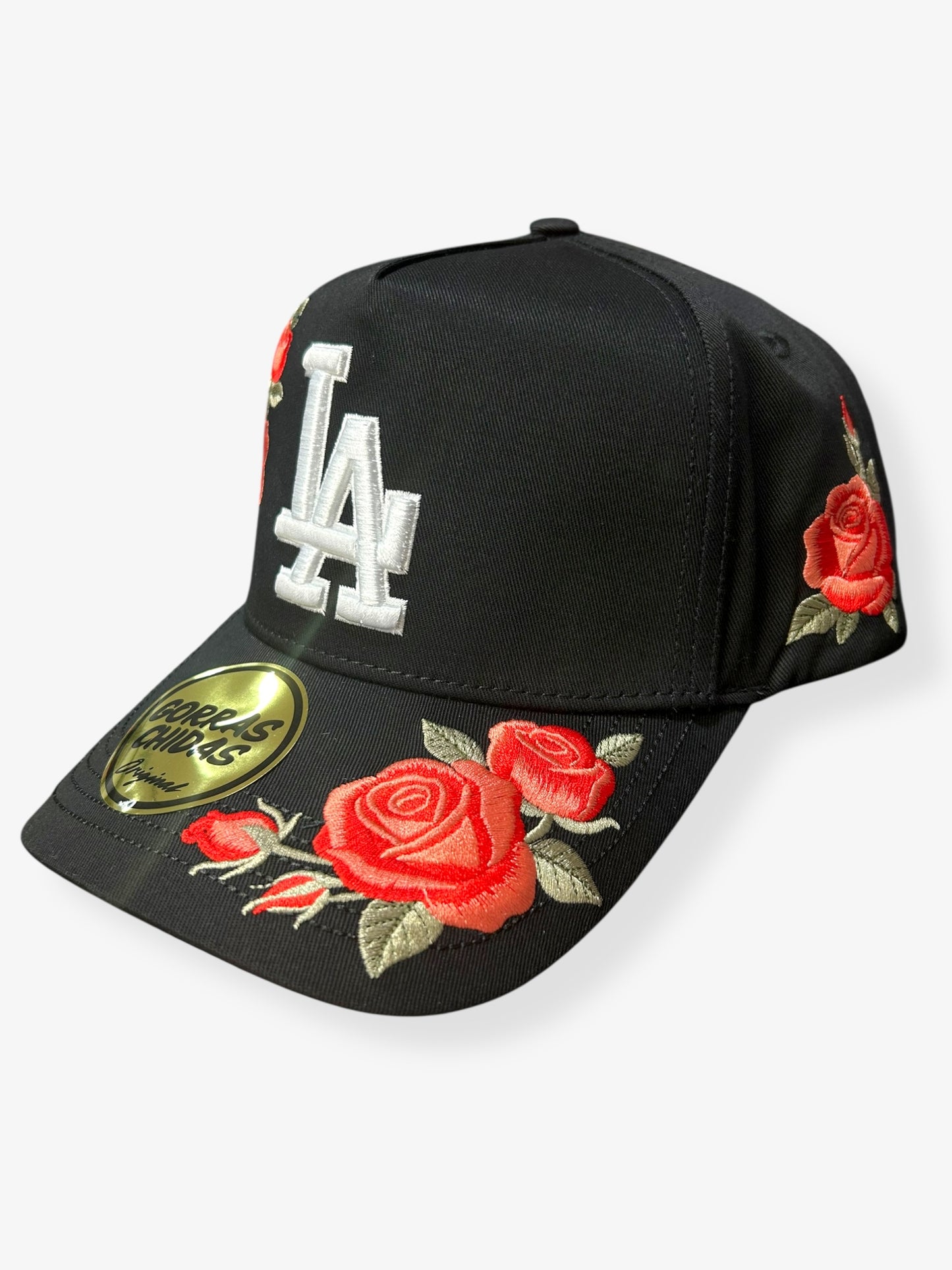 LA - Red Roses Embroidery in Black