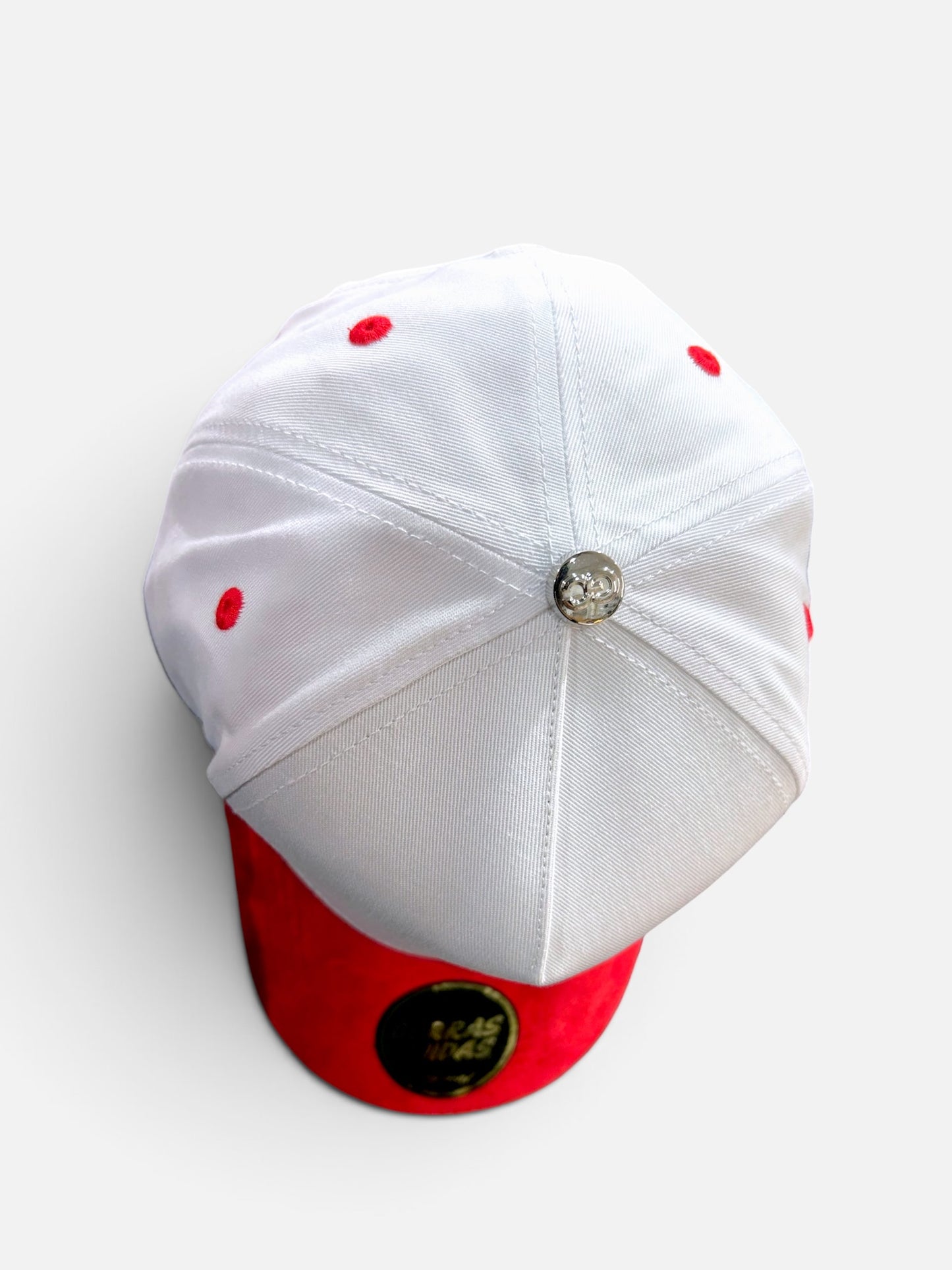 Plain White/Red SnapBack Hat Suede Visor