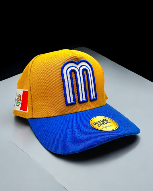 Gorra de Mexico Color Naranja con Azul