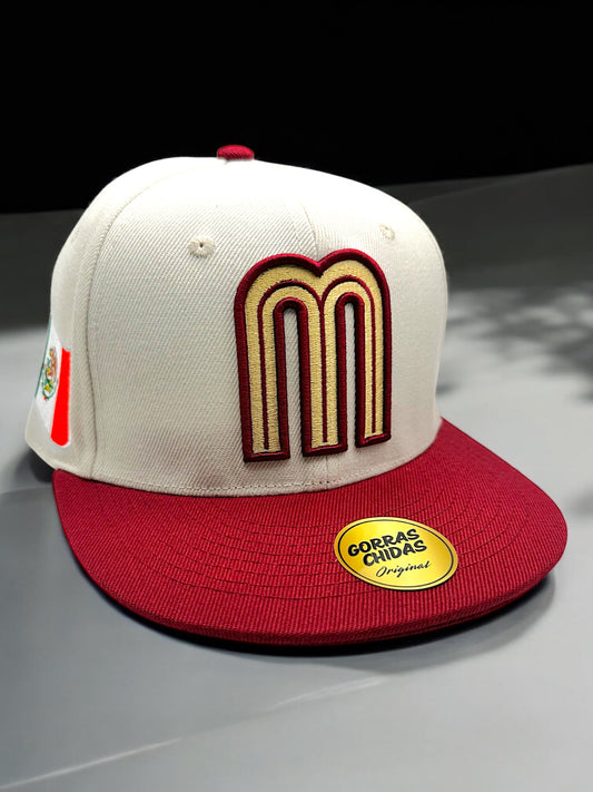 Gorra de Mexico color Beige y Rojo