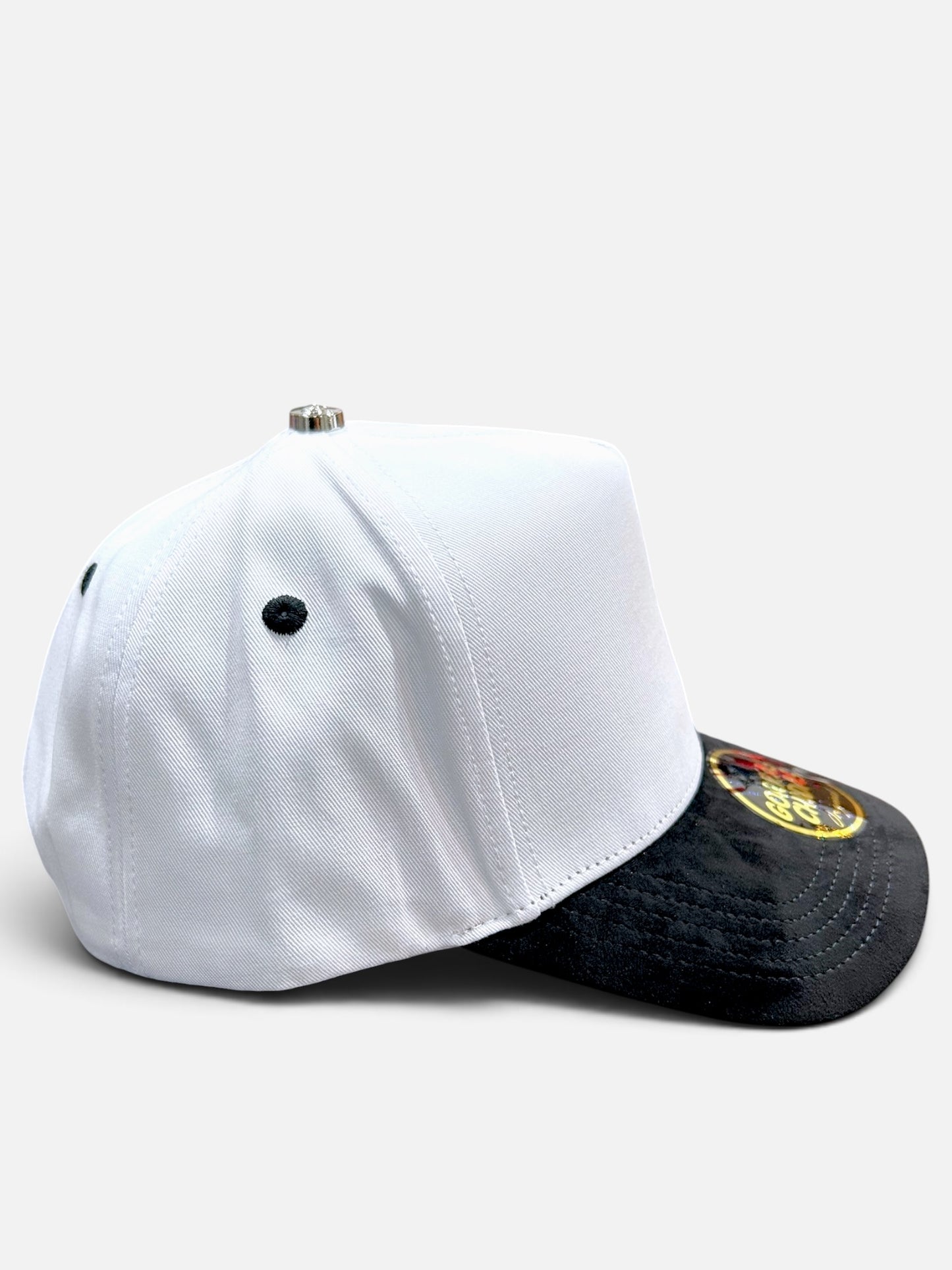 Plain White/Black SnapBack Hat Suede Visor