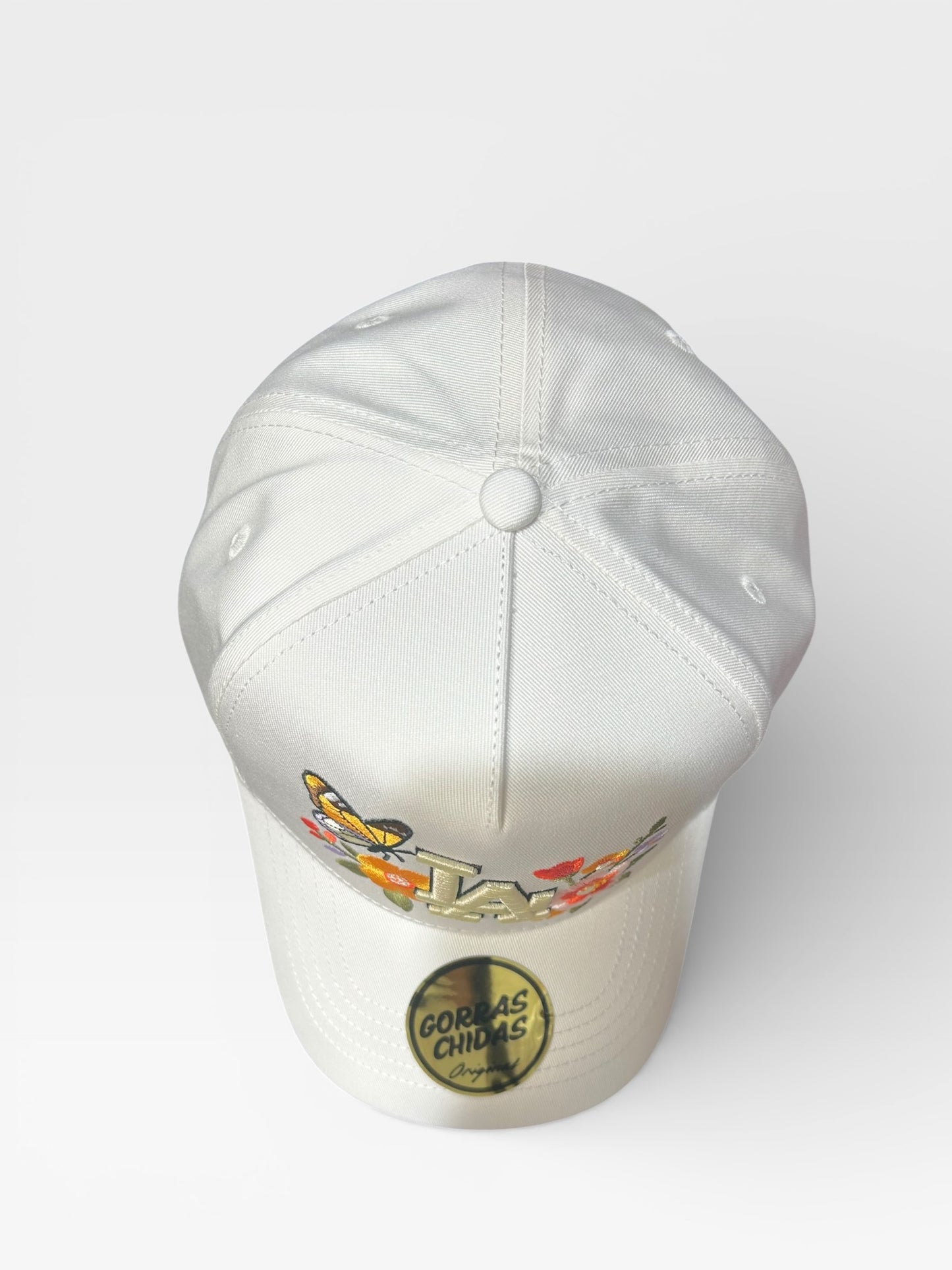 LA - Hat with Spring Flowers and Butterfly Embroidery