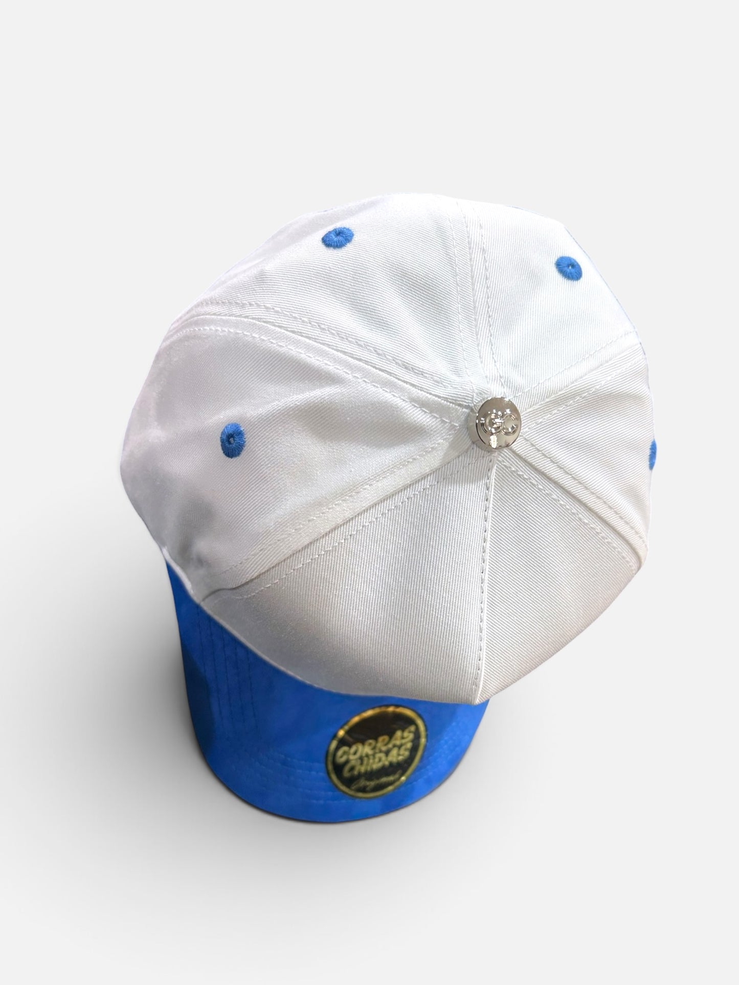 Plain White/Blue SnapBack Hat Suede Visor