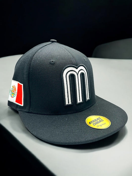 Gorra de Mexico color Negra con Blanco