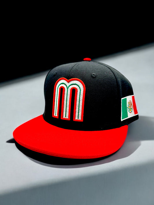 Gorra de Mexico color Negro y Rojo