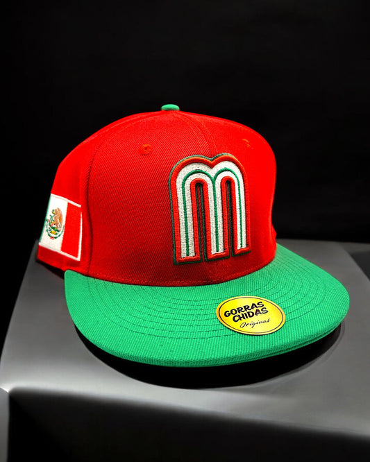 Gorra de Mexico Color Rojo con Verde