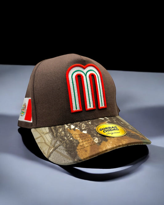Gorra de Mexico Color Cafe con Camuflaje